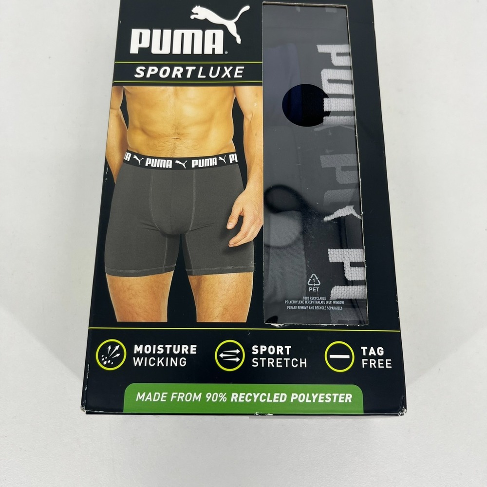 Puma 5 Pack Boxer Brief Underwear Mens L Gray Black Performance Stretch Open Box - Picture 3 of 8
